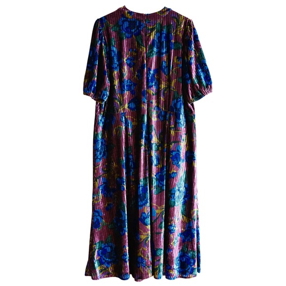 Maggy London Woman Plus Size 18W Maxi Dress Floral Velvet Metallic Party - Picture 4 of 9